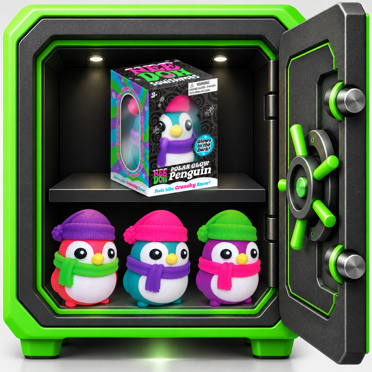 Nee Doh Polar Glow Penguin glow-in-the-dark squishy toy
